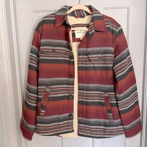American Eagle Striped Sherpa Lined Button-Up Jacket